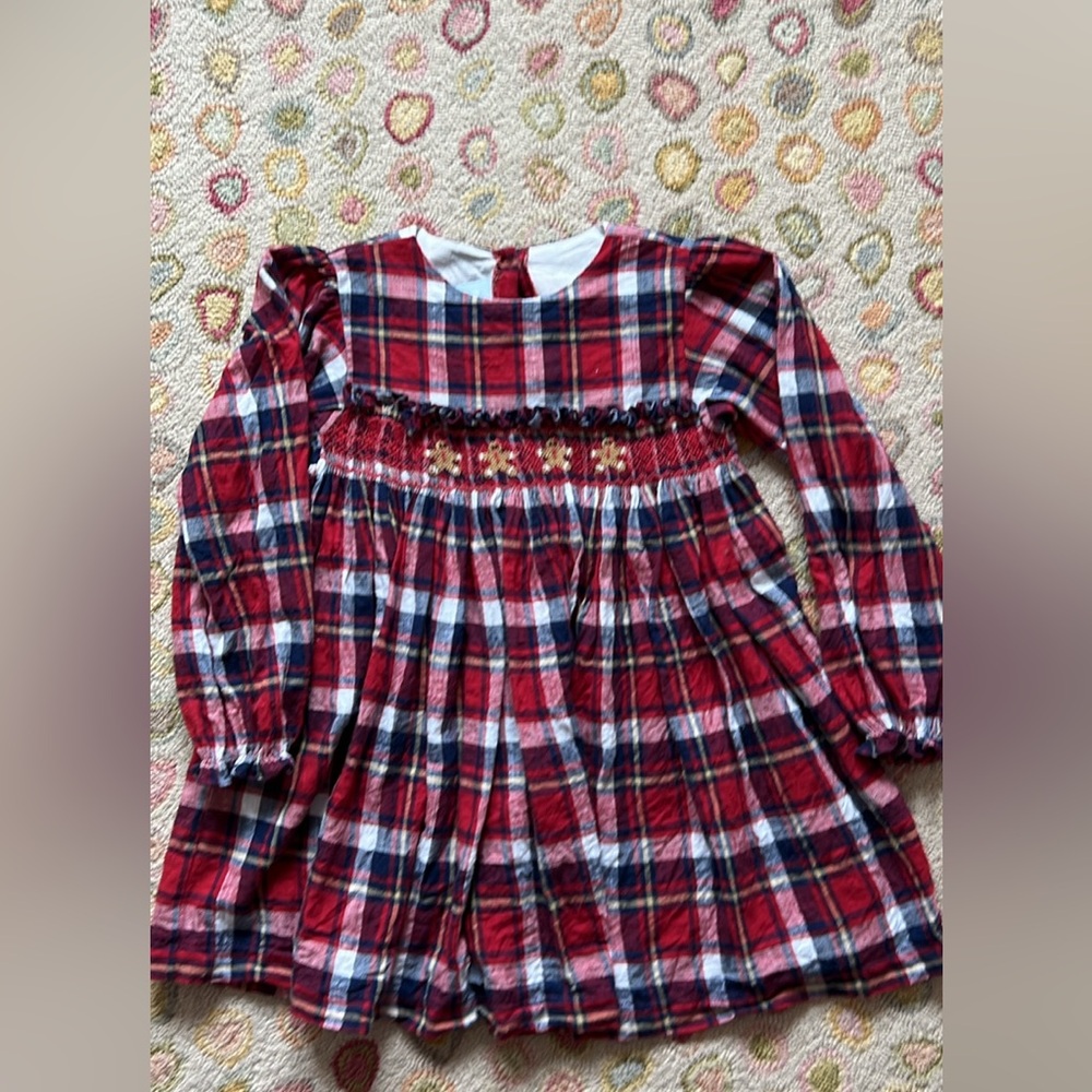Flannel smocked gingerbread dress